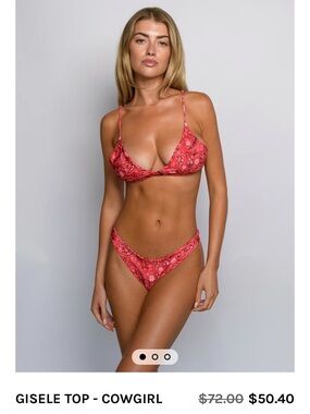 ISO Skatie Red Paisley Cowgirl GiseleTriangle Bikini Set